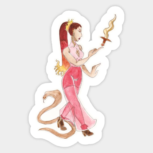 Fire Witch Sticker by tonguetiedartist